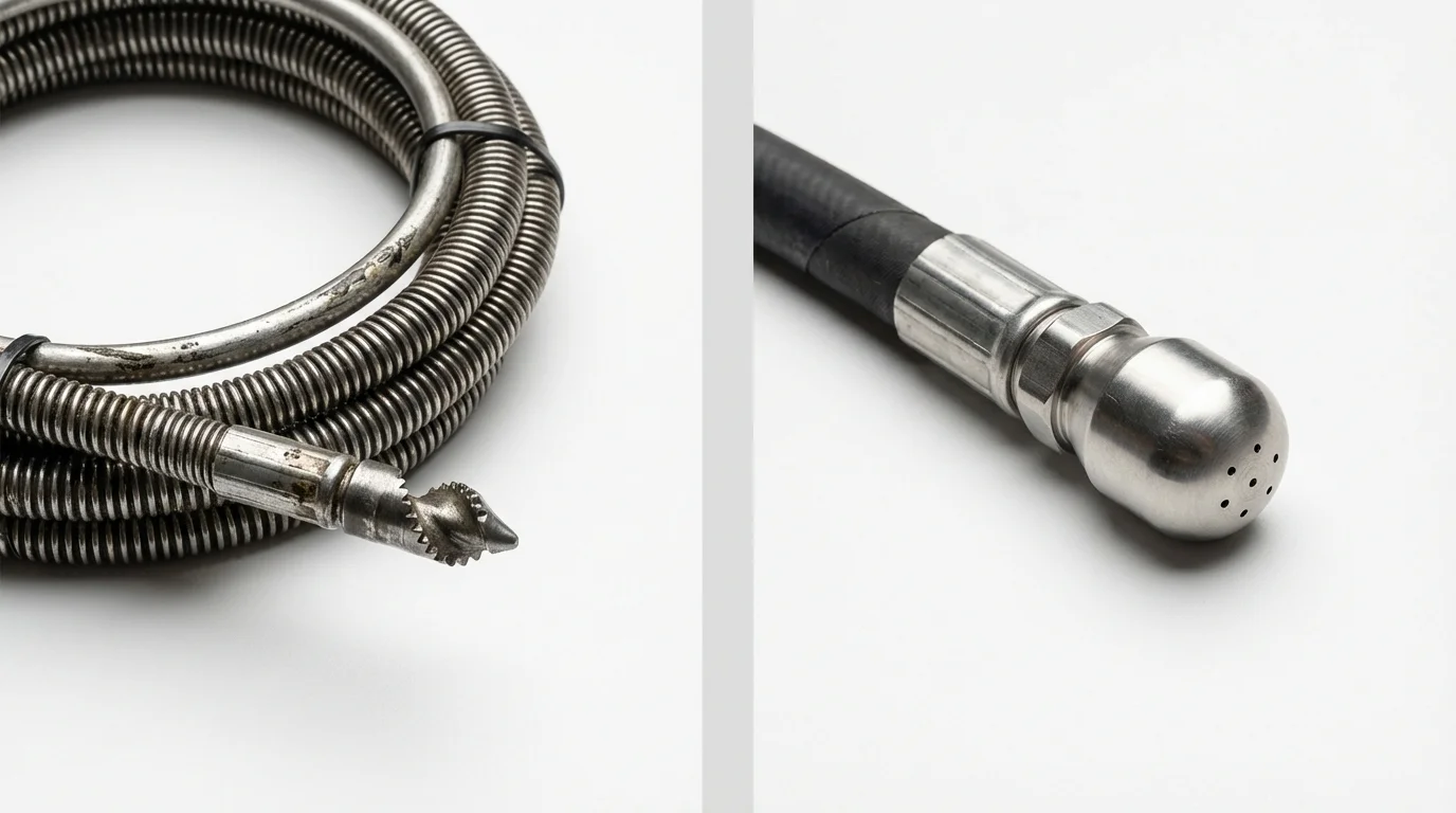 Drain snake cable and hydro jetting nozzle used for drain cleaning in Mount Pleasant, SC