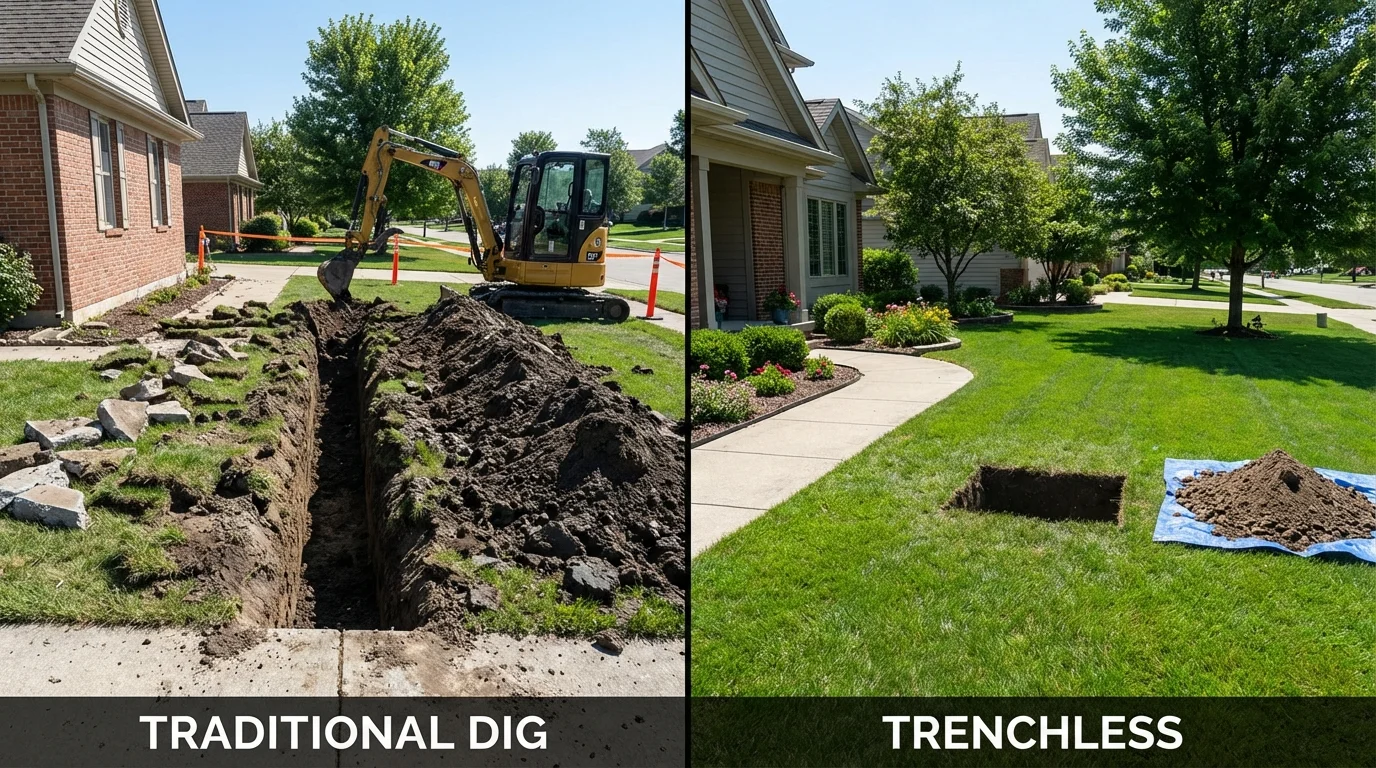 Trenchless sewer repair with minimal yard damage versus traditional excavation in Mount Pleasant, SC
